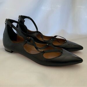 Aquazzura black leather flat